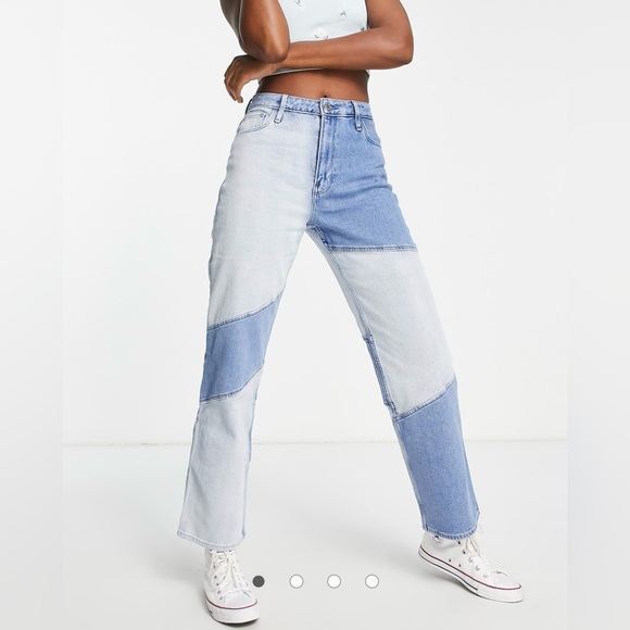 Hollister Denim - Y2K Hollister Womens Patchwork Ultra High Rise Dad Jeans Size 26 Festival Boho